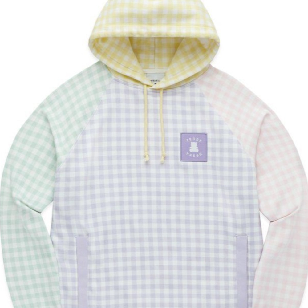 Teddy fresh pastel gingham color block hoodie